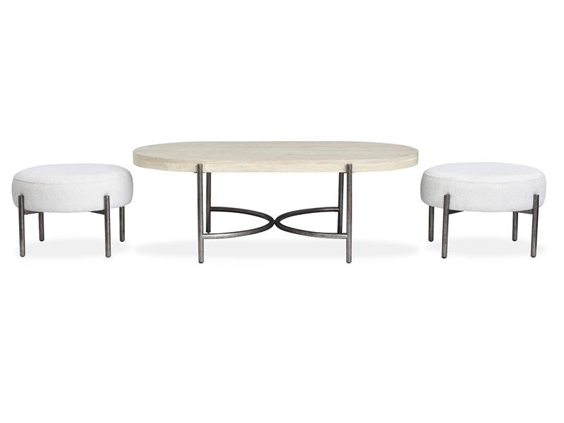 Oval Cocktail Table w/2 Ottomans