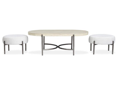Oval Cocktail Table w/2 Ottomans
