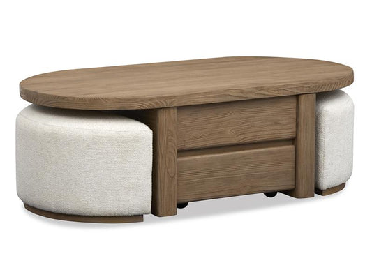 Lift Top Stg.Cocktail Table w/Casters & 2 Uph.Stools