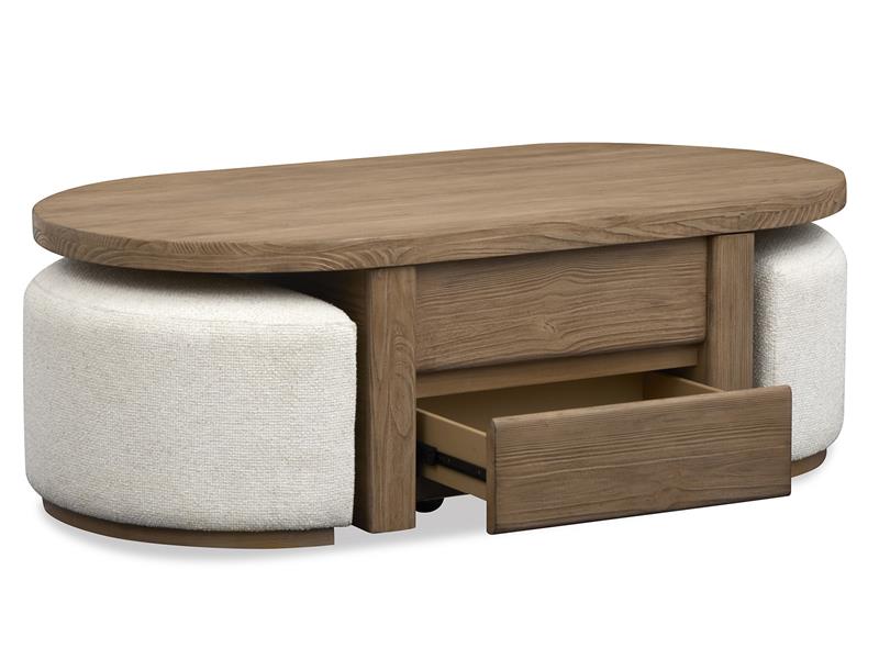 Lift Top Stg.Cocktail Table w/Casters & 2 Uph.Stools